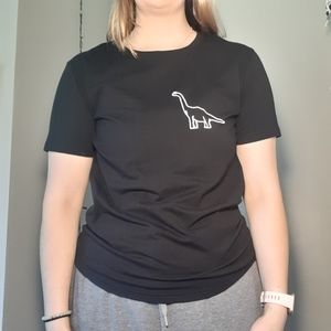 Black t-shirt with dinosaur